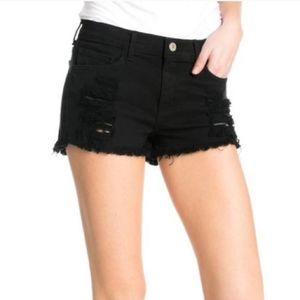 O2 DENIM distressed  black shorts,size M